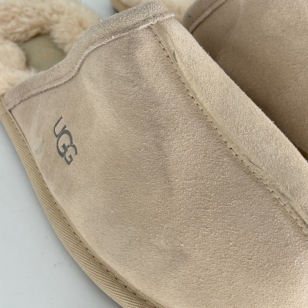 UGG Pearle UGGplush Scuff Slipper Cream Women Size 9 Faux Fur Suede Comfort Warm - Picture 6 of 13